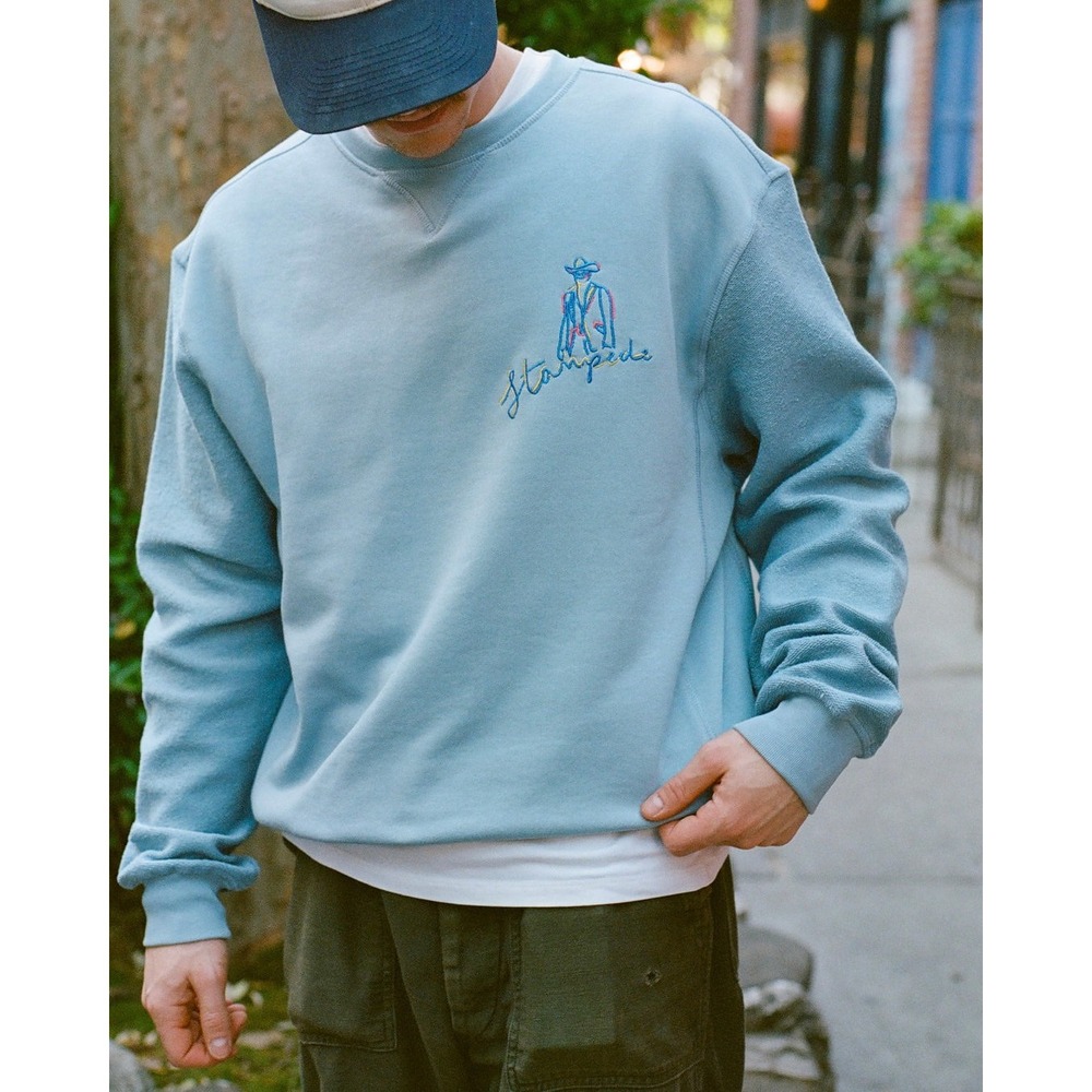 Dinner Service NY Orville Peck Stampede Crewneck in Blue, Adult Size Large